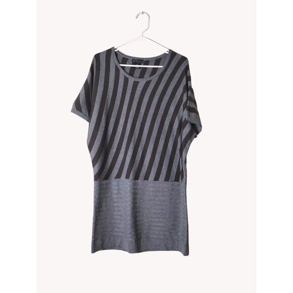 Elio Sweater Women's XL Cashmere Blend Tunic Short Sleeve Striped - Picture 1 of 13